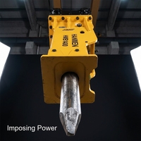 Marteau briseur hydraulique HMB efficace avec contrôle optimisé du débit d'huile pour une consommation de carburant réduite sur les chantiers