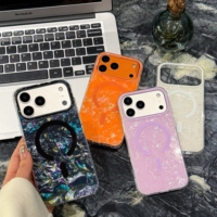 Coque de téléphone IMD à motif coquille dorée et pailletée pour iPhone Air 17 16 15 Pro Max, compatible avec le chargement sans fil, magnétique, antichoc et scintillante
