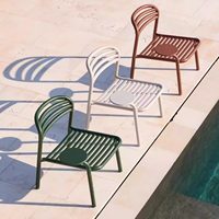 Table et chaise d'extérieur minimalistes en alliage d'aluminium, avec dossier créatif, pour cour, jardin, restaurant, villa, maison d'hôtes, mobilier de loisirs