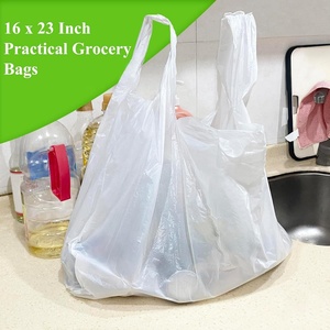 Borse T Shirt bianche, sacchetti di plastica con manici per la spesa di alimentari e al dettaglio, Bolsas De Plastico Para negoo - Product Image 4