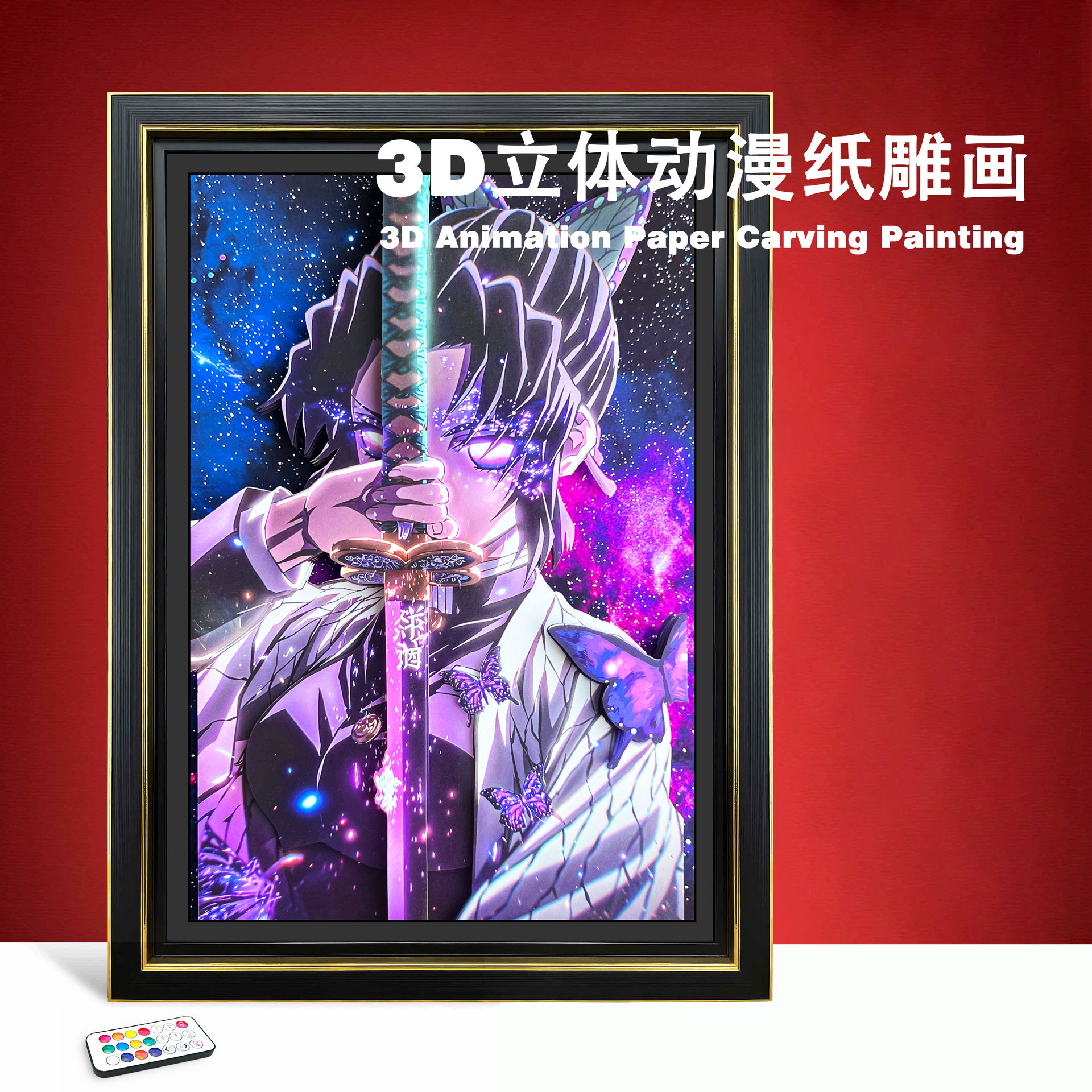 Acrylique + noyau de la peinture 3d + panneau arrière de mdf