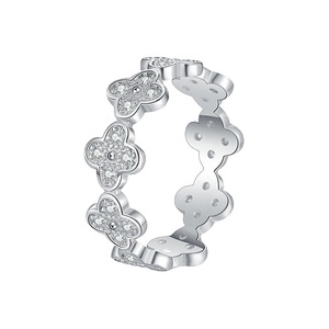 Anillos de Plata de Ley 925 con Trébol de Cuatro Hojas y Moissanita VVS, Elegantes y Clásicos, para Mujer, Venta al por Mayor - Product Image 4