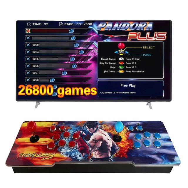Pandora Arcade Machine 26800 Games 2 Player Racing USB Interface Us Plug Coin Operated 1 Year Warranty for Home Game Room