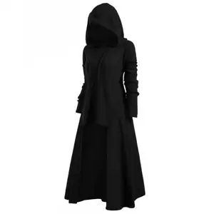 Middeleeuwse Mode Gothic Kleding Vrouwen Tops Vrouwen Steampunk Jas Hooded Lange Victoriaanse Trenchcoat