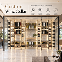 Cave à vin en verre de luxe moderne Minghou, du sol au plafond, système de rangement et de présentation de vin sur mesure pour projets de villas, hôtels et bars