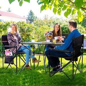 <b>Camping</b> Accessories Outdoor Foldable Fishing Chair Iron Frame Waterproof 600D Oxford Polyester Side <b>Storage</b> Bag Back Pocket - Product Image 3