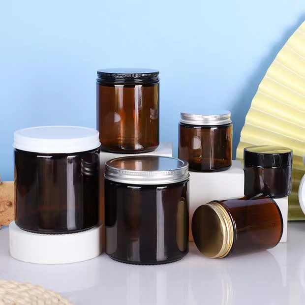 16oz Amber Clear Big Size Luxury Empty Straight Sided Glass Candle Jar ...