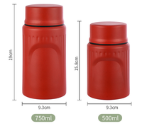 500Ml 750Ml Logo Kustom Termos Baja Tahan Karat Wadah Makan Siang Penghangat Termal Terisolasi Botol Makanan Vakum