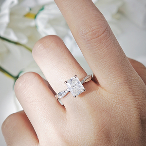 Starsgem VVS Moissanite <b>Ring</b> Women <b>Cross</b> Band Radiant Cut Emerald Cut Moissanite S925 <b>Silver</b> <b>Ring</b> - Product Image 2