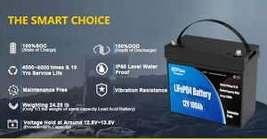 <b>12V</b> 100Ah Deep Cycle Lithium <b>Battery</b> with 6000 Cycles for Marine & Golf Trolley Applications - Product Image 3
