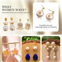 Anting Mutiara Trendy Geometris Persegi Model Drop Berlapis Emas Bentuk Tidak Beraturan Perhiasan Fashion Pesta Anting Mutiara