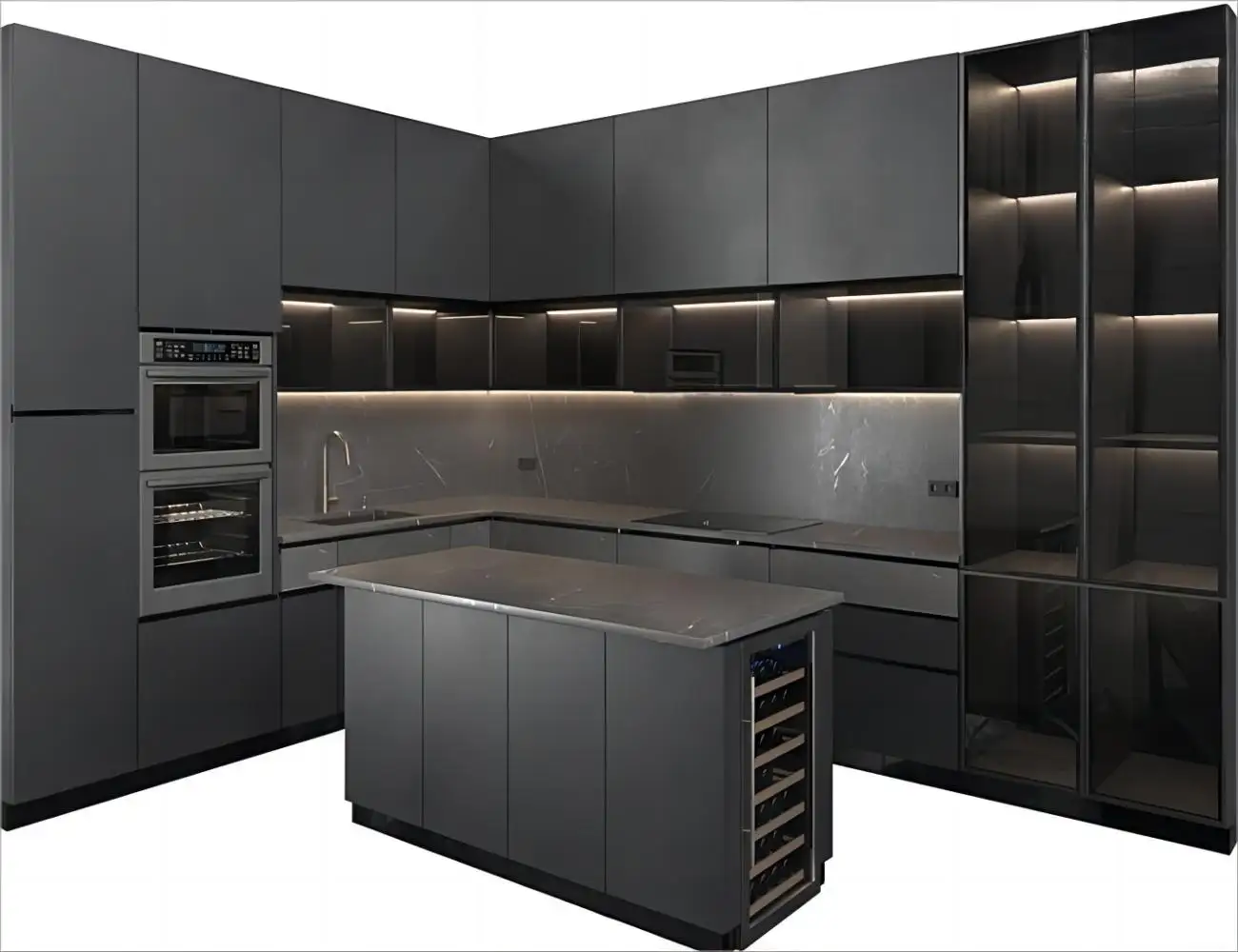 KEJIA высококачественный современный дизайн кухонный шкаф модульный черный цвет лаковый кухонный шкаф шкафы для дома