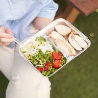 Barquette en aluminium rectangulaire Elite avec couvercle, jetable, pour la conservation des aliments et le service de livraison de repas