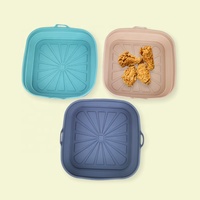 Ensemble de 3 plateaux de cuisson pliants carrés en silicone haute température Outils de cuisson ménagers pour friteuse à air et four à micro-ondes