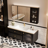 Cuvette intégrée de luxe en marbre français taille personnalisable vanités de salle de bain en chêne avec design moderne Table de lavabo personnalisée