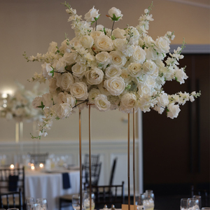 Boule de fleurs artificielles en soie HK-FB093 pour mariage, centre de table, décoration de table de mariage - Product Image 1