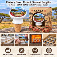 Bouchon de bouteille en céramique souvenir du Kenya, girafe de la savane africaine, paysage du Kilimandjaro, bouchon de vin personnalisé sur le thème de la ville