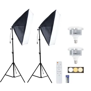 Лампочка с цоколем E27 2 шт., софтбокс для съемки портретов, комплект для непрерывного освещения, студийное оборудование