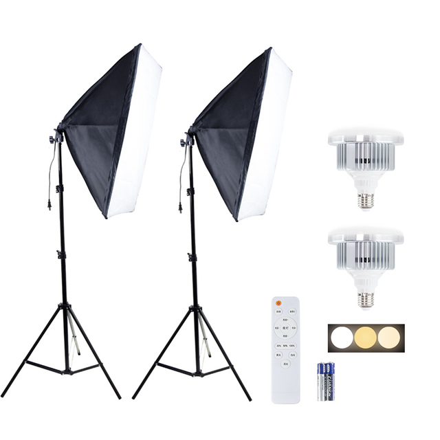 2pcs E27 Socket Bulb Photo Portraits Shooting Box Softbox Photography Lighting Kit Continuous Lighting System Studio Equipment