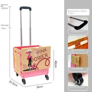 Caja <span class=keywords><strong>de</strong></span> almacenamiento <span class=keywords><strong>de</strong></span> plástico para exteriores con <span class=keywords><strong>carrito</strong></span> <span class=keywords><strong>de</strong></span> mano silencioso para acampar, <span class=keywords><strong>carrito</strong></span> <span class=keywords><strong>de</strong></span> compras plegable, entrega urgente, compatible con OEM - Product Image 2