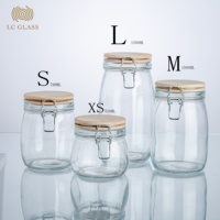 Bocaux de conservation en verre avec couvercle, pour conserver la nourriture, transparents, pots à bonbons, avec couvercle en bois, ustensiles de cuisine, meilleure vente