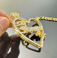 Collier en forme de cœur avec chaîne Fegaro, personnalisé avec un nom, couronne, papillon, strass, pour couple, QIUHAN OEM/ODM, Saint-Valentin
