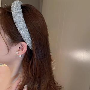 <span class=keywords><strong>Serre</strong></span>-tête large élastique en strass et perles de haute qualité pour <span class=keywords><strong>femme</strong></span>, accessoire de cheveux de luxe pour fête et <span class=keywords><strong>mariage</strong></span>, vente en gros - Product Image 3