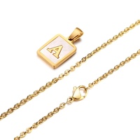 Collier chaîne clavicule anglaise pour femme 26 lettres pendentif en acier inoxydable coquille plaqué or Zircon pierre pour accessoire de pull