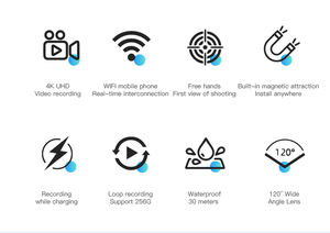 Toptan H88 PRO Spor Kamerası 4K Su Geçirmez 120 Geniş Açılı Kayıt CMOS Sensör WiFi Tip-C MicroSD - Product Image 6