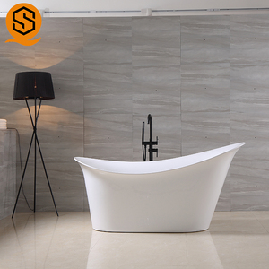 Baignoire autoportante en acrylique 67*29,5 pouces, blanc brillant, forme rectangulaire, drain central, capacité 135+ gallons - Product Image 2