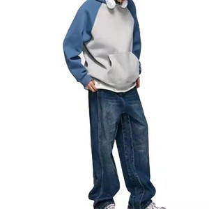 Felpe con cappuccio da studente con stampa a sbuffo personalizzato manica Raglan due colori felpe con cappuccio e felpe da uomo - Product Image 5