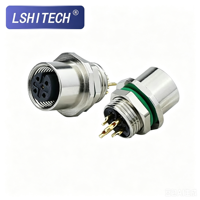 Connecteur femelle M12 A-Code LSHITECH à montage sur panneau arrière, étanche IP67, 2-8 broches, pour capteur industriel et automatisation, échantillon rapide