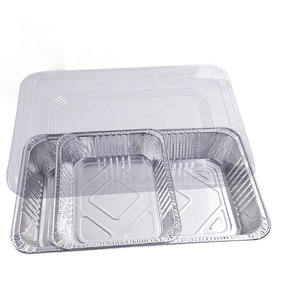 To Go Containers with Plastic Lids Aluminum Foil <strong>Disposable</strong> Food Grade Plates &amp; <strong>Trays</strong> 200ml/150ml PET Plastic Lid Oven Safe - Product Image 3