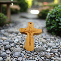 Croix de prière en bambou confortable de style moderne en gros, mini croix en bois à tenir en main, objets décoratifs en bois