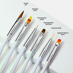 6Pcs Aurora Iridescent Nail Art Brush Kit for Gel Painting Liner Carving Salon Manicure - Product Image 2
