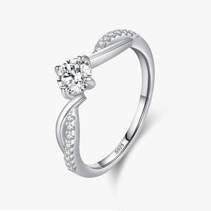 Anillo Elegante de Plata de Ley 925 con Diseño de Espiral para Mujer, Chapado en Platino, con Circonita de 1 Quilate, Joyería de Compromiso o Aniversario, Proveedor - Product Image 1