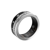Bague Intelligente de Luxe en Acier Inoxydable Plaqué Or PVD avec Zircon Incrusté, Chiffres Romains, IP68, Compatible Android, Suivi de Santé et Fitness