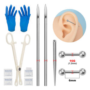 Kit profesional de Piercing para el cuerpo, oreja, labio, lengua, nariz, ombligo, conjunto de anillos para pezones, guía de piercing - Product Image 3