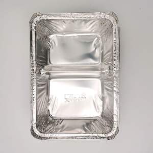 Usine Original 800ml feuille d'aluminium à emporter plateau de nourriture 2 compartiments avec couvercle <span class=keywords><strong>en</strong></span> <span class=keywords><strong>carton</strong></span> jetable pour les dîners de fête de voyage - Product Image 4