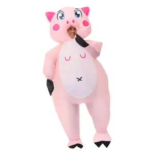 प्यारा वयस्क जीवन आकार पोर्टेबल हल्के वजन झटका अप inflatable गुलाबी सुअर पोशाक