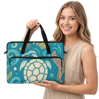 Sac pour ordinateur portable matelassé personnalisé avec imprimé tortue hawaïenne, motif floral Art Déco tropical, pour le shopping, les voyages et le transport quotidien