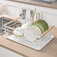 Égouttoir à vaisselle multifonctionnel et peu encombrant, à couche unique, avec porte-ustensiles amovible, pour cuisine domestique
