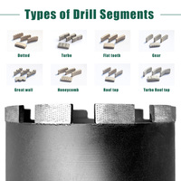 Foret diamanté Starland Mech 10-46mm à segments à dents plates Turbo perforées pour le perçage humide du béton