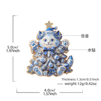 Broche en alliage émaillé personnalisée en gros pour enfants, motif mariage, arbre de Noël, chat, animaux, avec strass, accessoire de fête, en stock