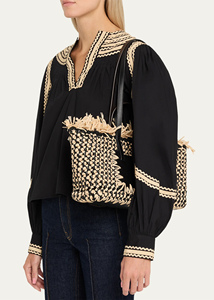 Sac fourre-tout en <span class=keywords><strong>paille</strong></span> tissé sur mesure avec garniture en cuir véritable, sac à main d'été pour la plage pour femmes - Product Image 5