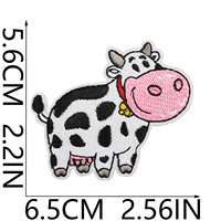Patch brodé en gros motif vache de dessin animé, mignon animal de la ferme, thermocollant, applique brodée personnalisée pour vêtements, sacs à dos, chapeaux