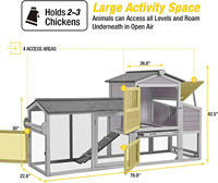 Nichoir pour poulets Maison pour animaux de compagnie Poulailler Mobile Poulailler Extérieur Cage à volaille en bois avec roues