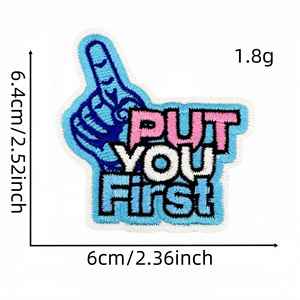 Parche termoadhesivo de moda con bordado de dibujos animados a color y palabras inspiradoras para ropa y bolsos - Product Image 4