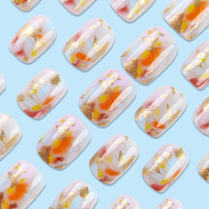 <span class=keywords><strong>Faux</strong></span> <span class=keywords><strong>Ongles</strong></span> Colorés à Tête Courte et Carrée, 24 Pièces, <span class=keywords><strong>Faux</strong></span> <span class=keywords><strong>Ongles</strong></span>, Fleurs Douces, Design Wearable, Art, Couverture Complète, Conseils de Manucure - Product Image 3
