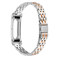 Correa de reloj de acero inoxidable de 5 eslabones, correa de metal sólida de 5 cuentas con cierre de mariposa ajustable, pulsera de repuesto para Fitbit Air